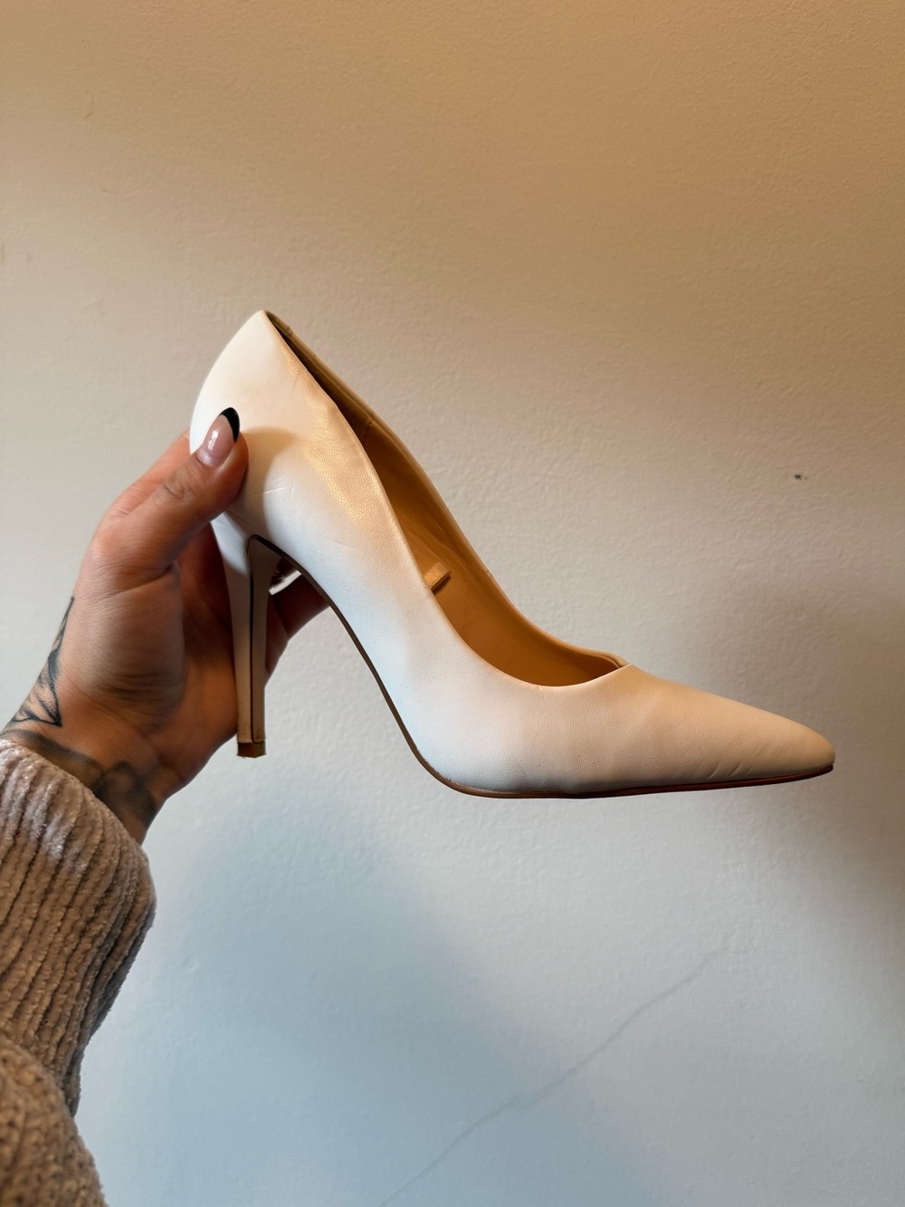 White Pointed-Toe High Heel Pumps - Women's Dress Shoes